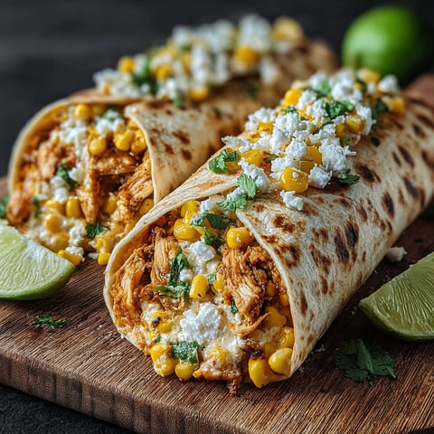 A delicious Mexican street corn chicken wrap.