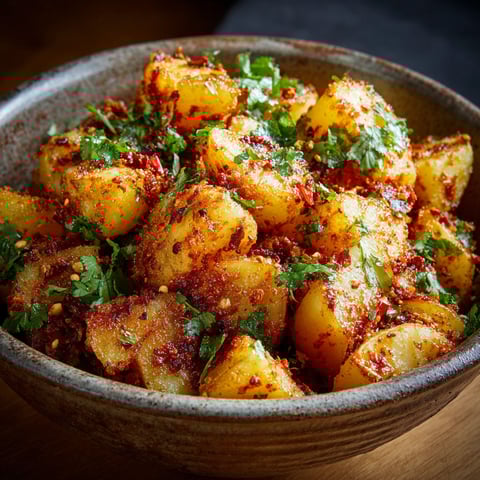 A bowl of spicy Mexican-style street potatoes.