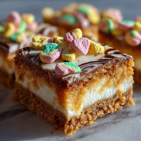 A close up of a cheesecake bar with a marshmallow on top.