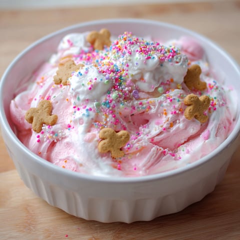 A bowl of ice cream with cookies on top.