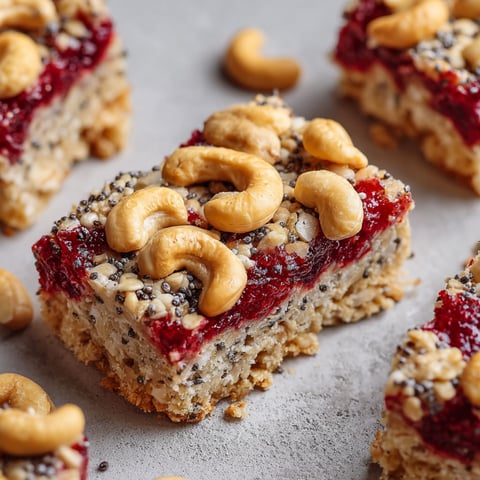 A close up of a healthy breakfast bar with nuts and berries.