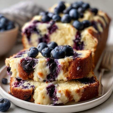 A slice of delicious blueberry cream cheese bread.