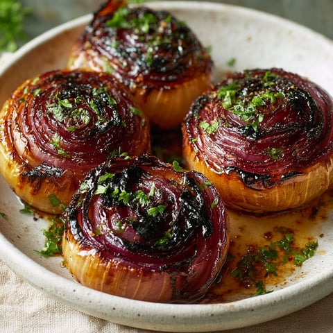 Grilled onions on a plate.