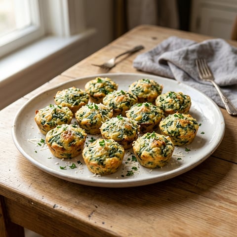 A plate of spinach ricotta bites.
